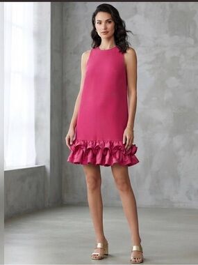 Trina Turk Pink Sleeveless Dress with Ruffle Hem
